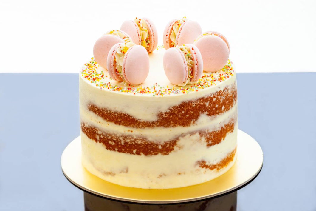 Semi-Naked Cake with Macarons